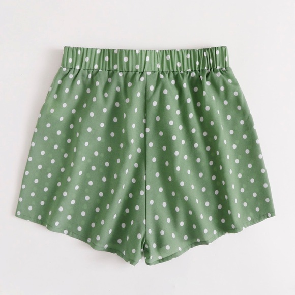 Shorts Tie Front Wide Leg Polka Dot LG - Picture 2 of 2
